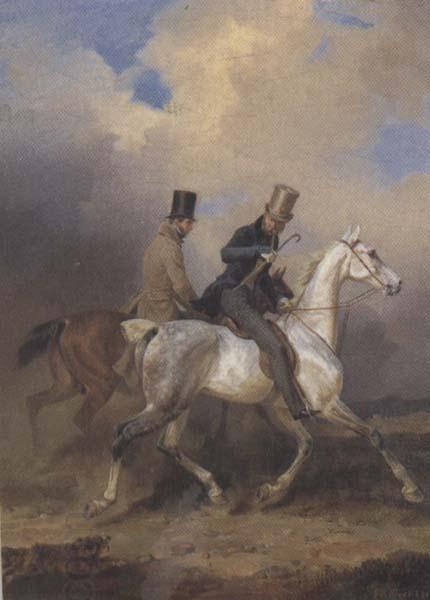 Franz Kruger Outing of Prince William of Prussia on Horse Back,Accompanied by the Artist (mk45) China oil painting art